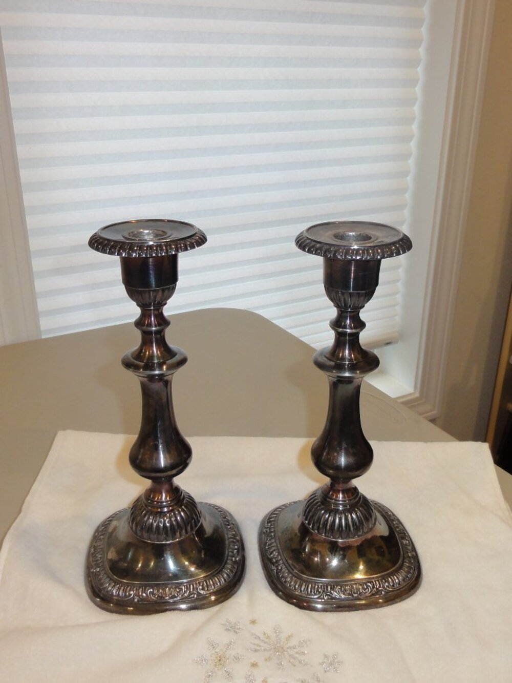 Reed & Barton Silver Finish Candlesticks Pair 10  VERY GOOD CONDITION!